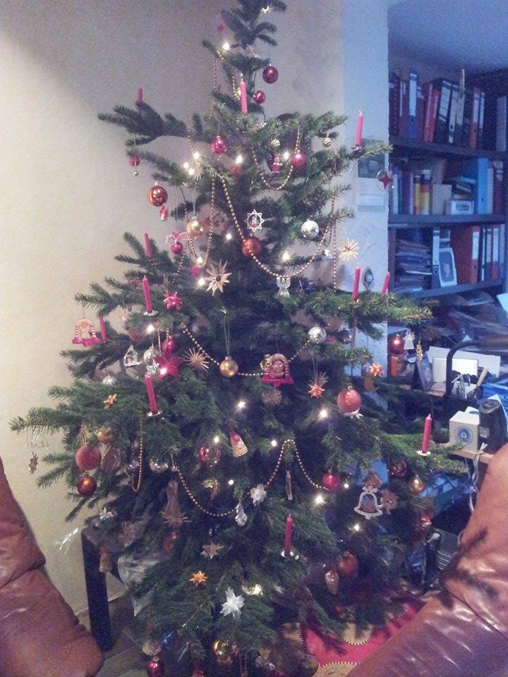 Our tree with real candles! We fear nothing!